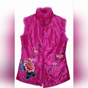 Pink Satin Chineese Embridered Vest